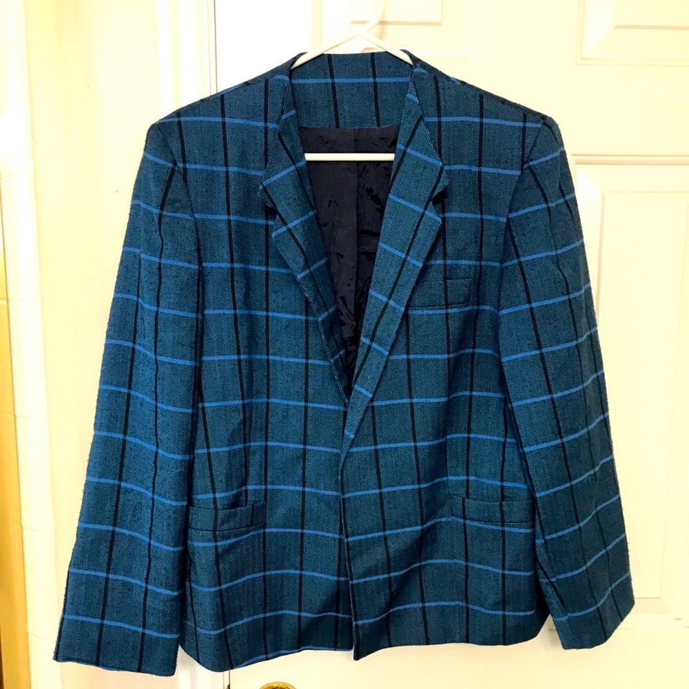 Karen Ellis Blue Plaid Blazer